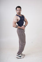 ZYAVE Deep Navy Ribbed Compression Tank side profile