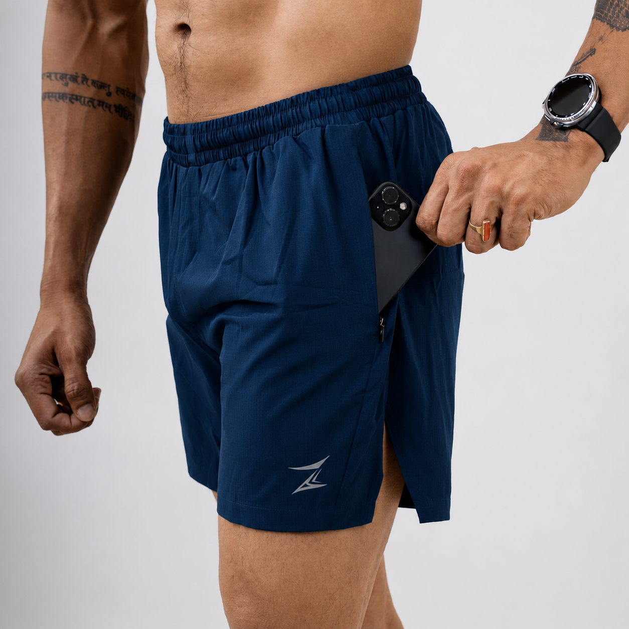 ZYAVE Men's Air Force Running Shorts with a secure phone pocket, side split hem and lightweight performance fabric.