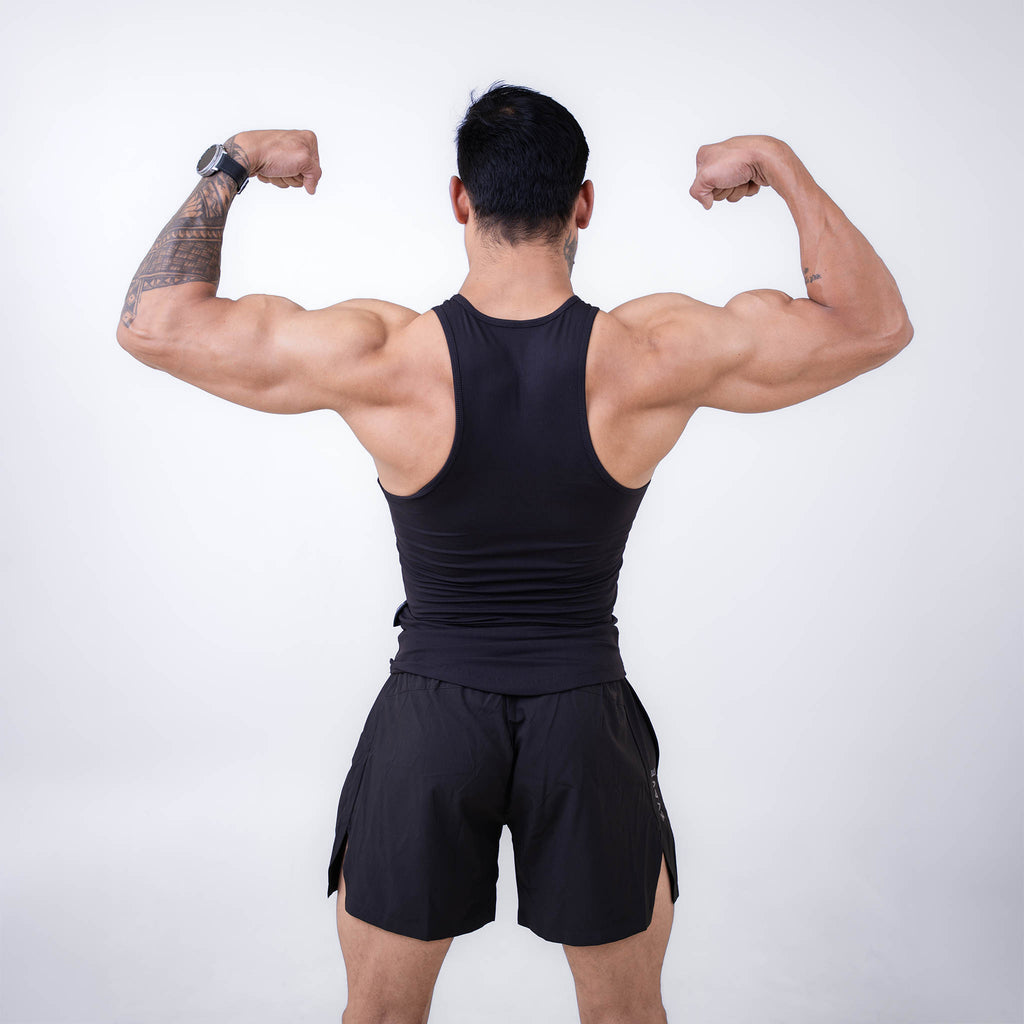 ZYAVE Men's Black Ribbed Tank Top - Back View