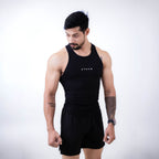 ZYAVE Men's Black Ribbed Tank Top - Front View