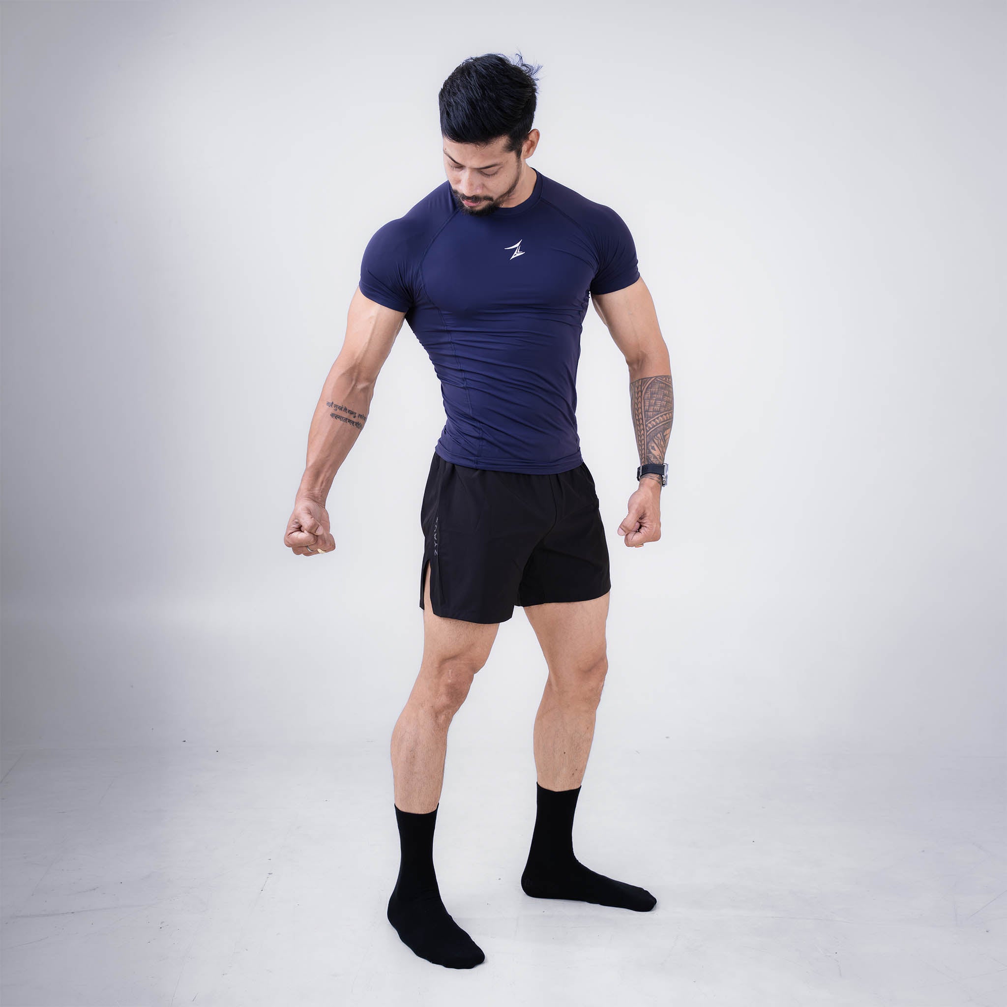 ZYAVE Men's Navy Compression T-Shirt - Front View