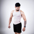 ZYAVE Men's Pastel Pink Ribbed Tank Top - Front View