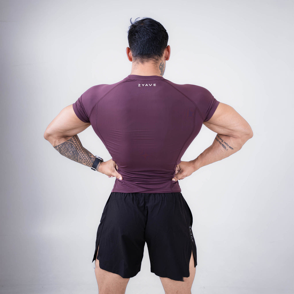 ZYAVE Men's Plum Compression T-Shirt - Back View