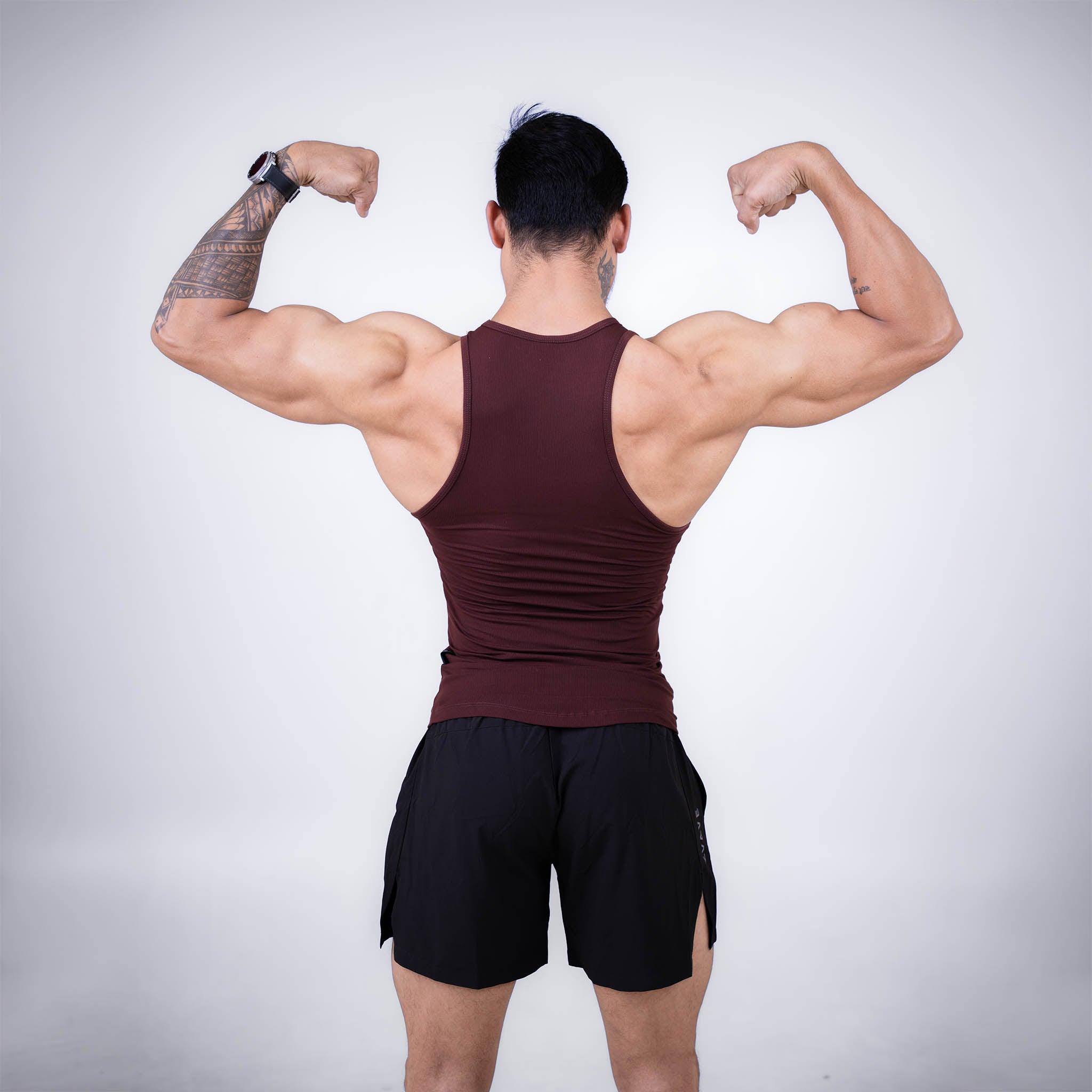 ZYAVE Men's Red Wine Ribbed Tank Top - Back View