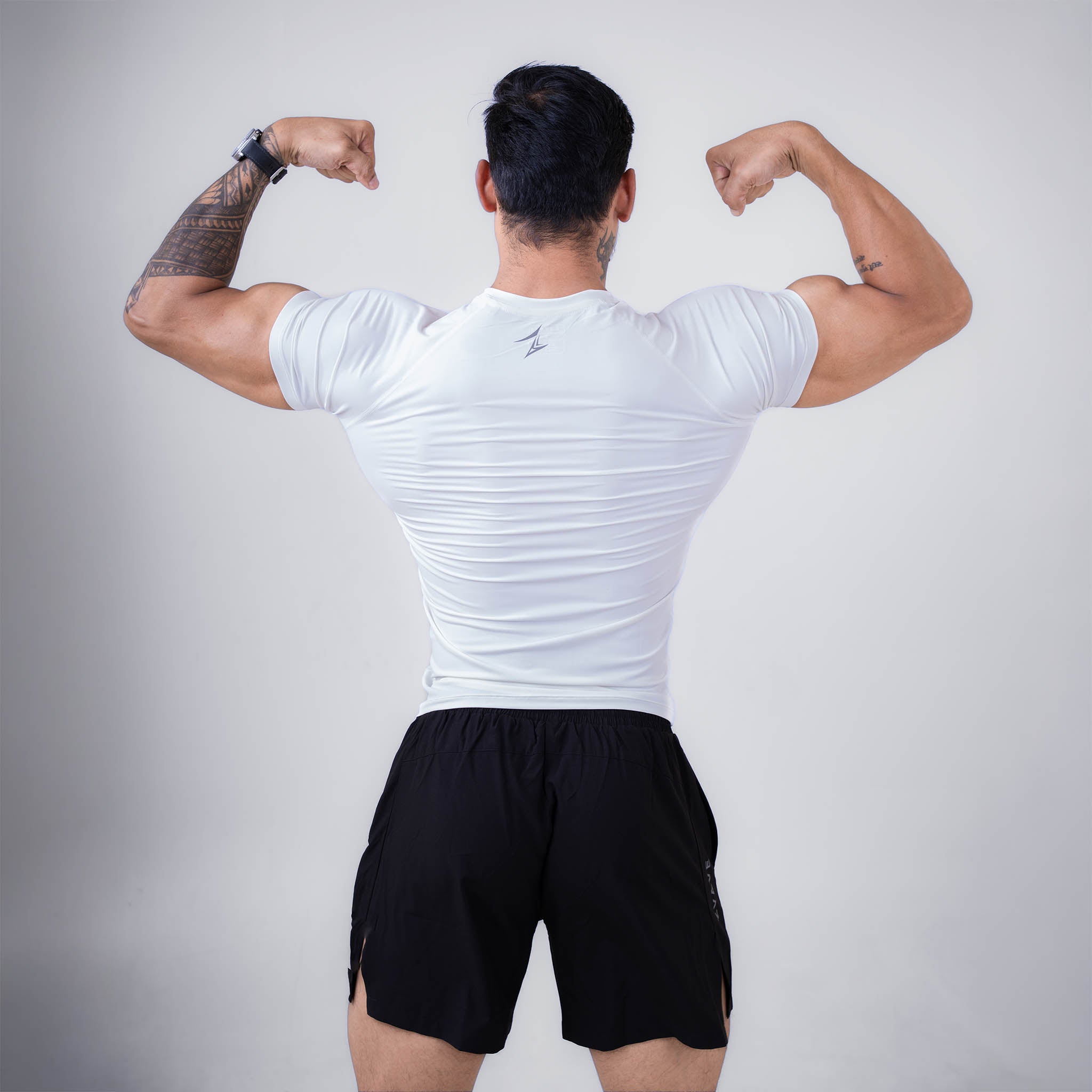 ZYAVE Men's White Compression T-Shirt - Back View