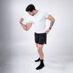 ZYAVE Men's White Compression T-Shirt - Bicep Flex Pose